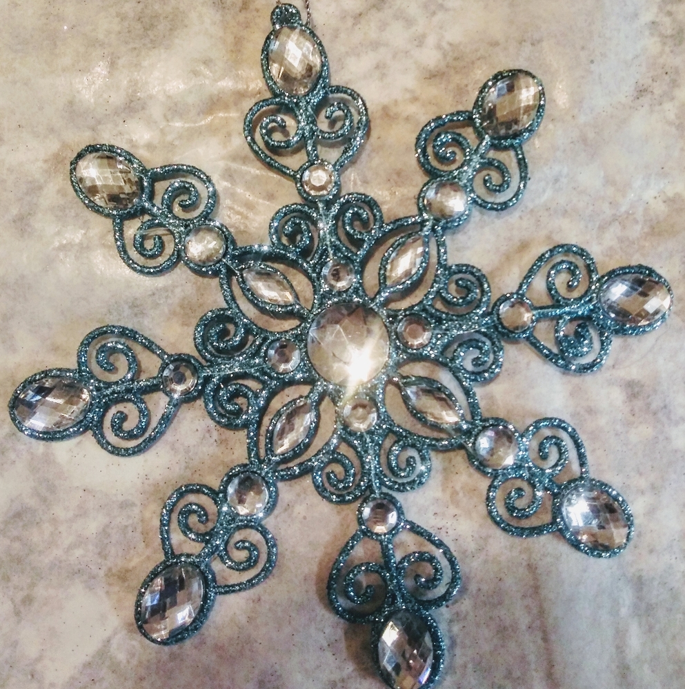 4 Piece Snow Flakes Set- Christmas Elegance- Blue
